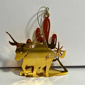 Tamerlane Texas Longhorn Noel Christmas Ornament 24 karat Gold Finish